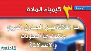 حل الوحدة الثالثة كيمياء المادة علوم ثالث متوسط ف1
