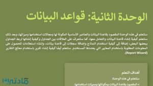 حل الوحدة الثانية قواعد البيانات مهارات رقمية ثالث متوسط ف1