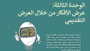 حل الوحدة الثالثة عرض الافكار من خلال العرض التقديمي مهارات رقمية اول متوسط ف2